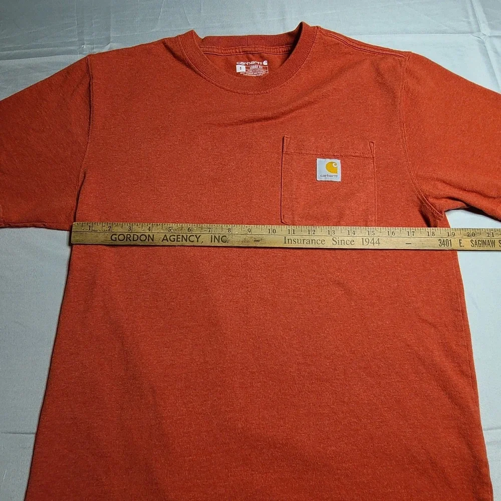 Carhartt Loose Fit T Shirt Small‎ Orange K87-M Work Wear Pocket Tee